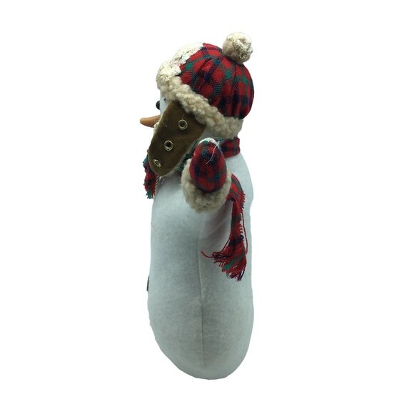 Vtg Snowman Plush Winter Christmas Holiday Trapper Cap Snow Waving 5.5" RARE - Picture 4 of 6